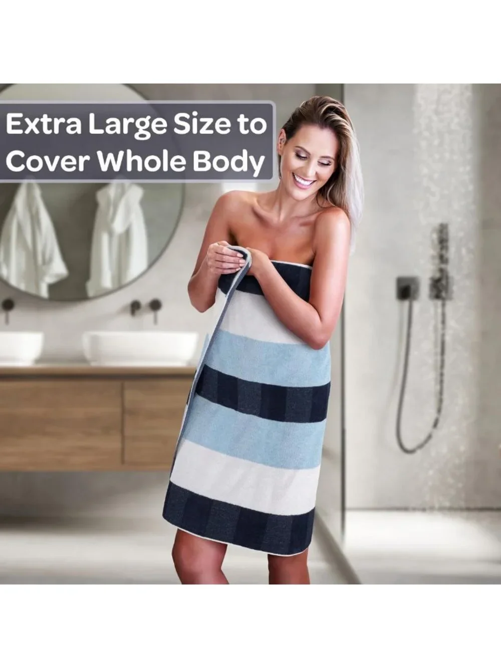Navy Bathroom Towel Set of 6 - Soft, Absorbent Bath Accessories for Home Decor